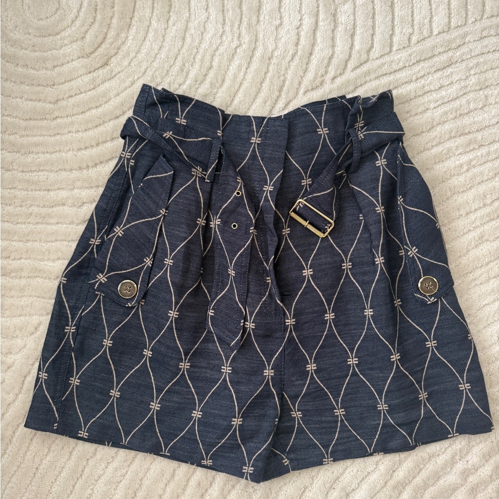 Stylish Women's Navy Patterned Shorts Elisabetta Franchi (size US 2-4)